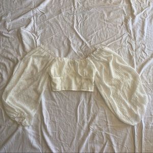 White Puff Sleeve Cottage Core Top